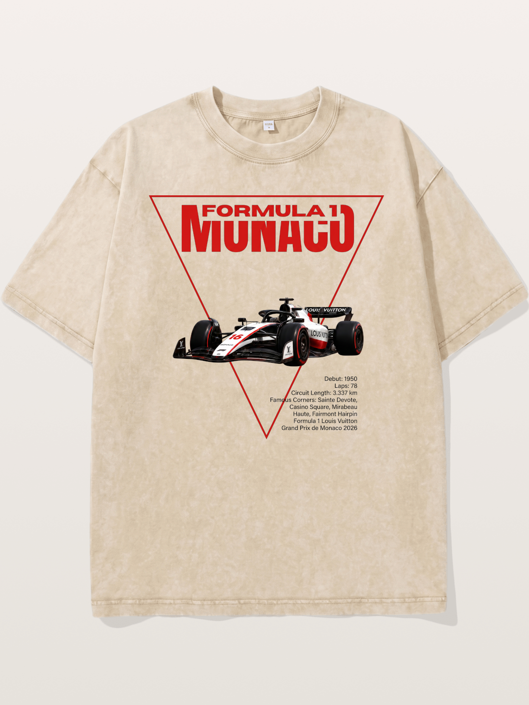 Red Triangle F1 Monaco Artwork Washed T-shirt