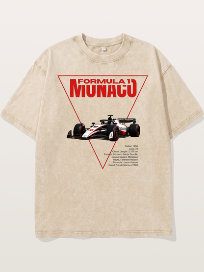 Red Triangle F1 Monaco Artwork Washed T-shirt