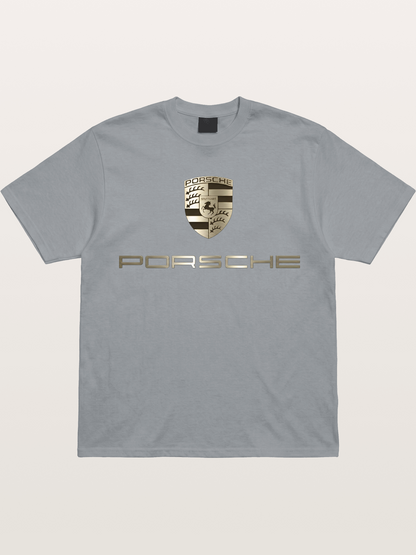 Metallic Porsche Shield Logo Gildan T-shirt