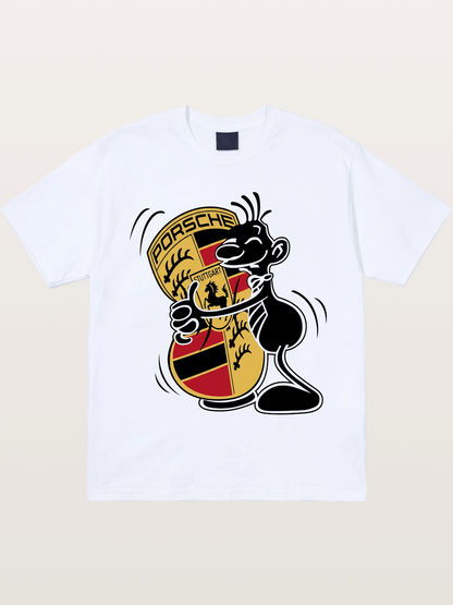 Character Hugging Porsche Crest Gildan T-shirt