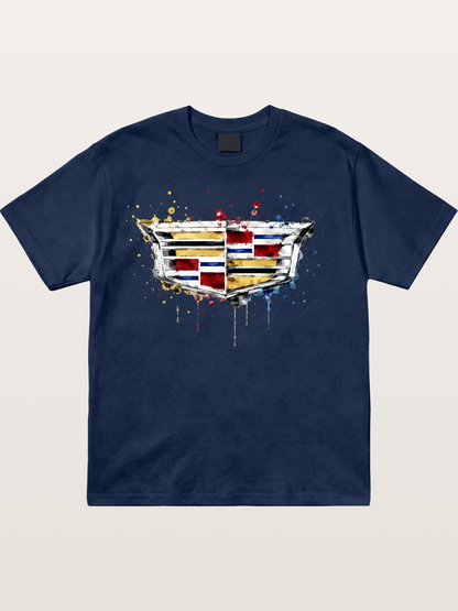Cadillac Watercolor Logo Print Cotton T-shirt