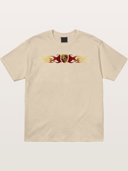 Porsche Crest Flame Stripe Gildan T-shirt