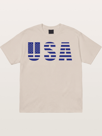 Blue Tone USA American Flag Cotton T-shirt