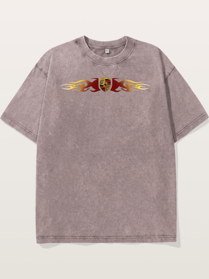 Porsche Crest Flame Stripe Washed T-shirt