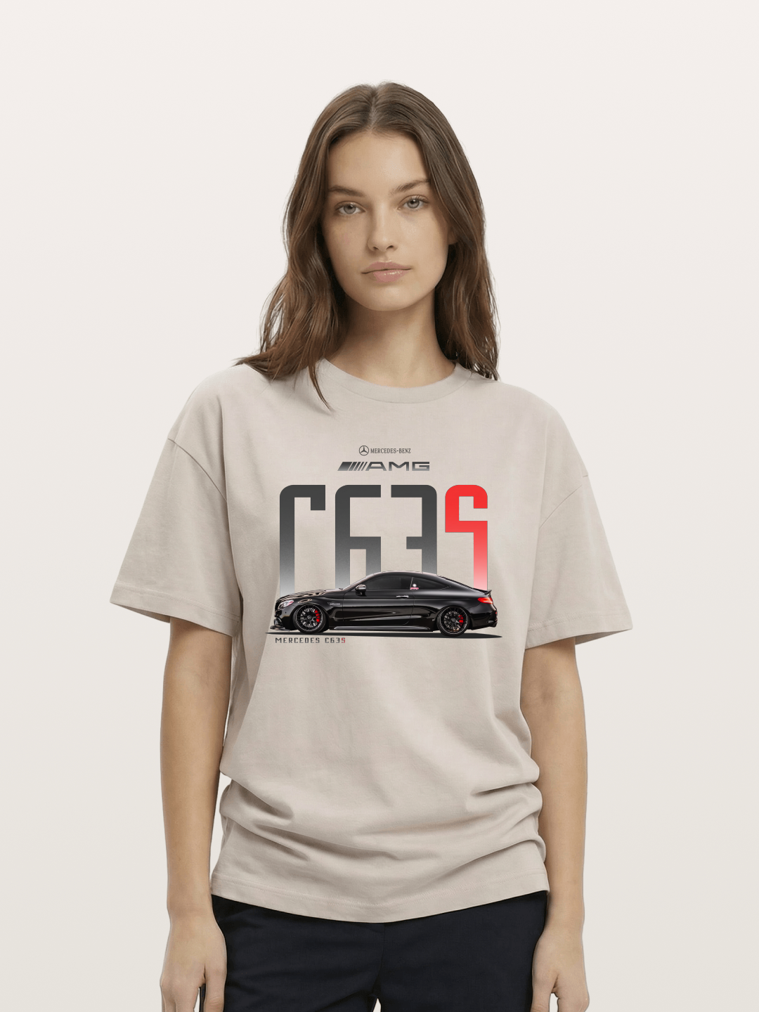 C63S AMG Black Mercedes Sports Car Cotton T-shirt
