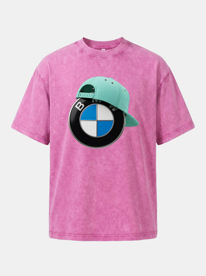 BMW Logo & Tiffany Cap Art Washed T-shirt