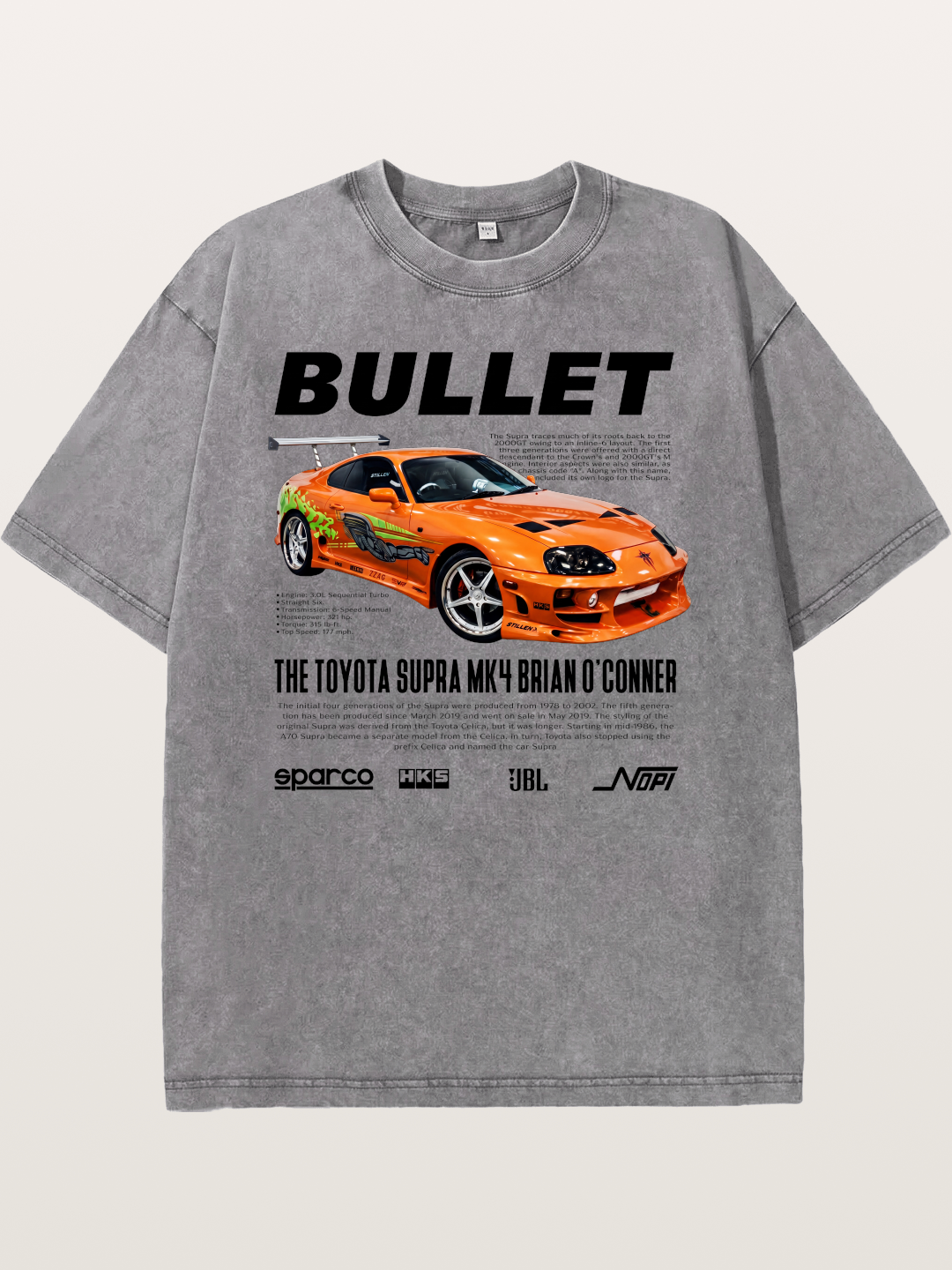 Toyota Supra Fast Furious Print Washed T-shirt