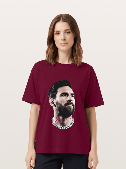Messi Black White Signature Portrait Gildan T-shirt