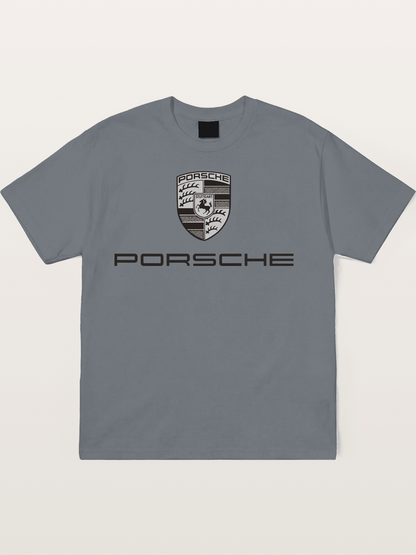 Monochrome Porsche Crest Cotton T-shirt