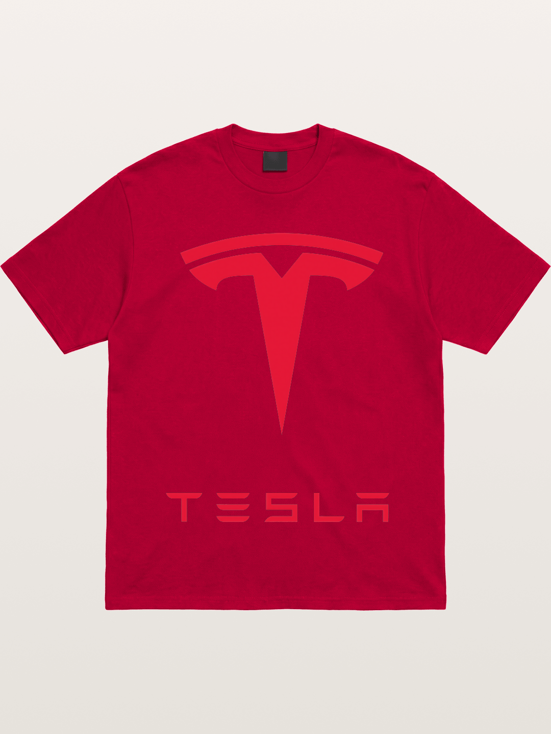 Tesla Red Logo Sticker Gildan T-shirt