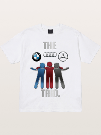 German Car Trio Friendship Print Cotton T-shirt