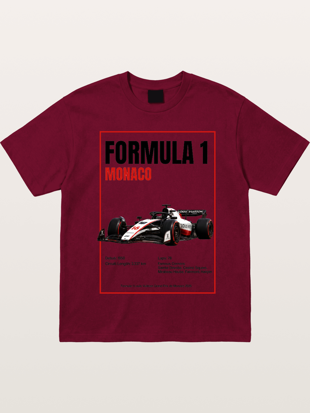 F1 Monaco LV Racing Car Poster Gildan T-shirt