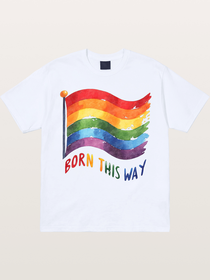 Born This Way Watercolor Rainbow Flag Gildan T-shirt