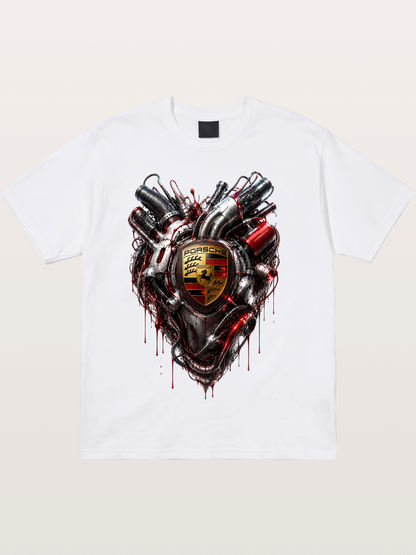 Porsche Mechanical Heart Art Cotton T-shirt