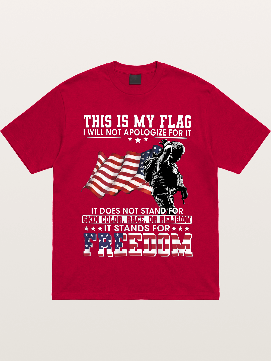Freedom Soldier American Flag Silhouette Gildan T-shirt