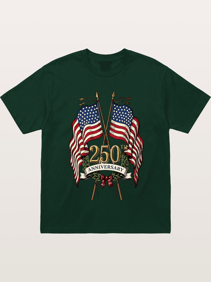 US Flags Anniversary Poster Gildan T-shirt
