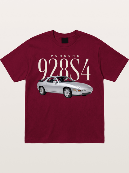 Porsche 928 S4 Silver Coupe Gildan T-shirt