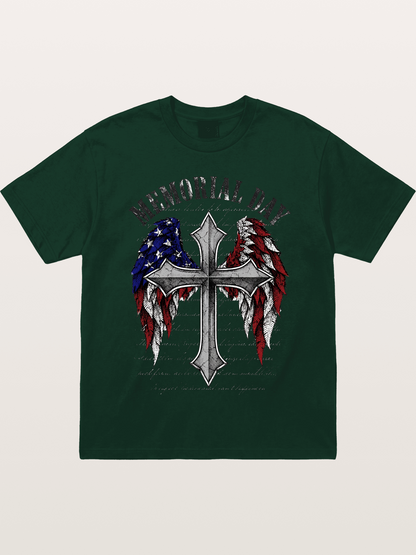 Memorial Day Cross Wings Art Gildan T-shirt