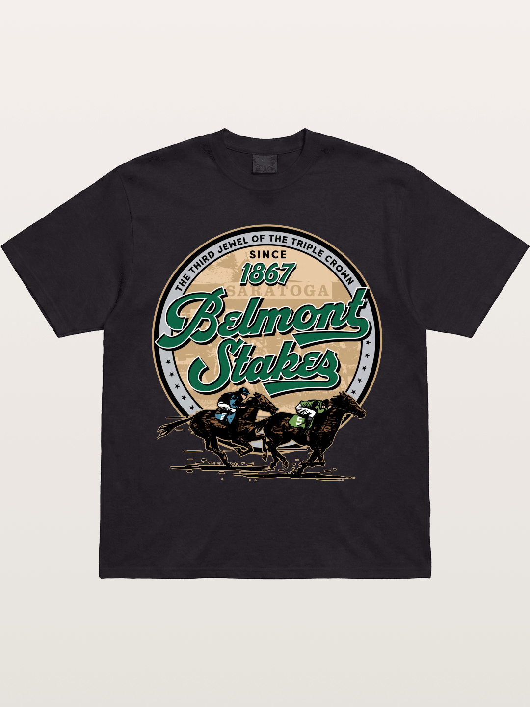 Belmont Stakes Two Horses Racing Gildan T-shirt