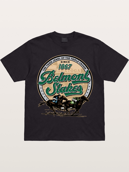 Belmont Stakes Two Horses Racing Gildan T-shirt