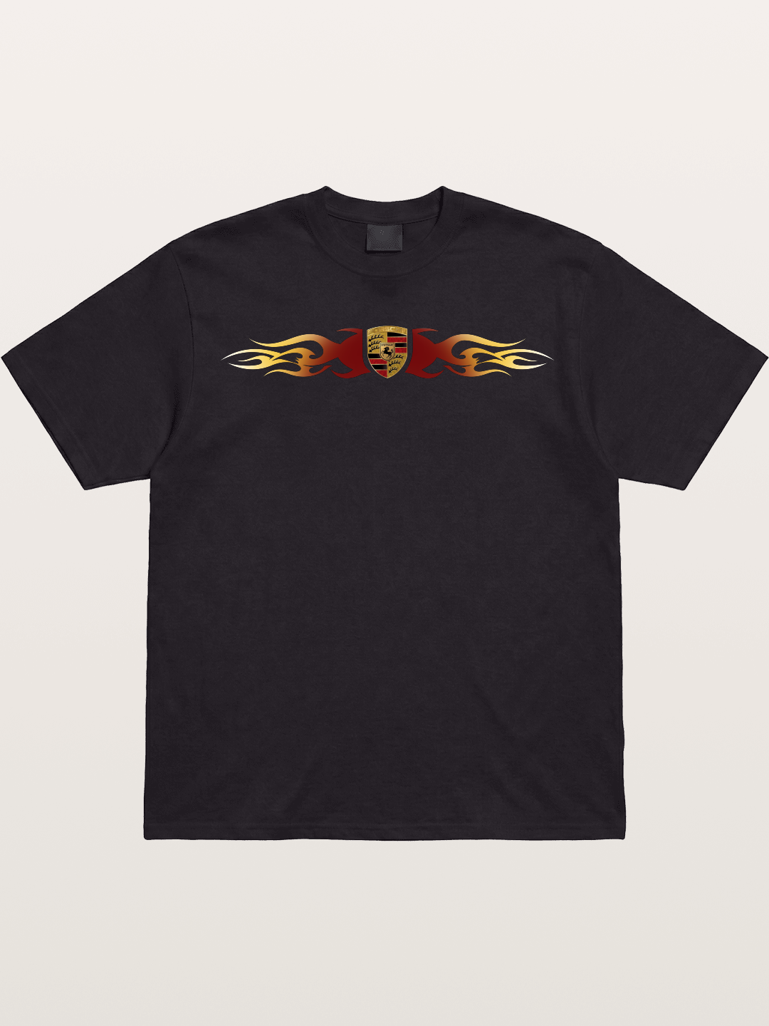 Porsche Crest Flame Stripe Gildan T-shirt