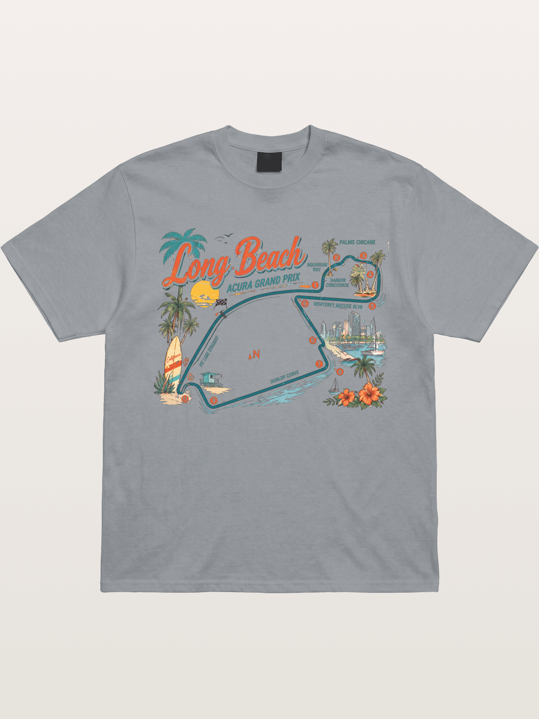 Long Beach Circuit Track Map Graphic Gildan T-shirt