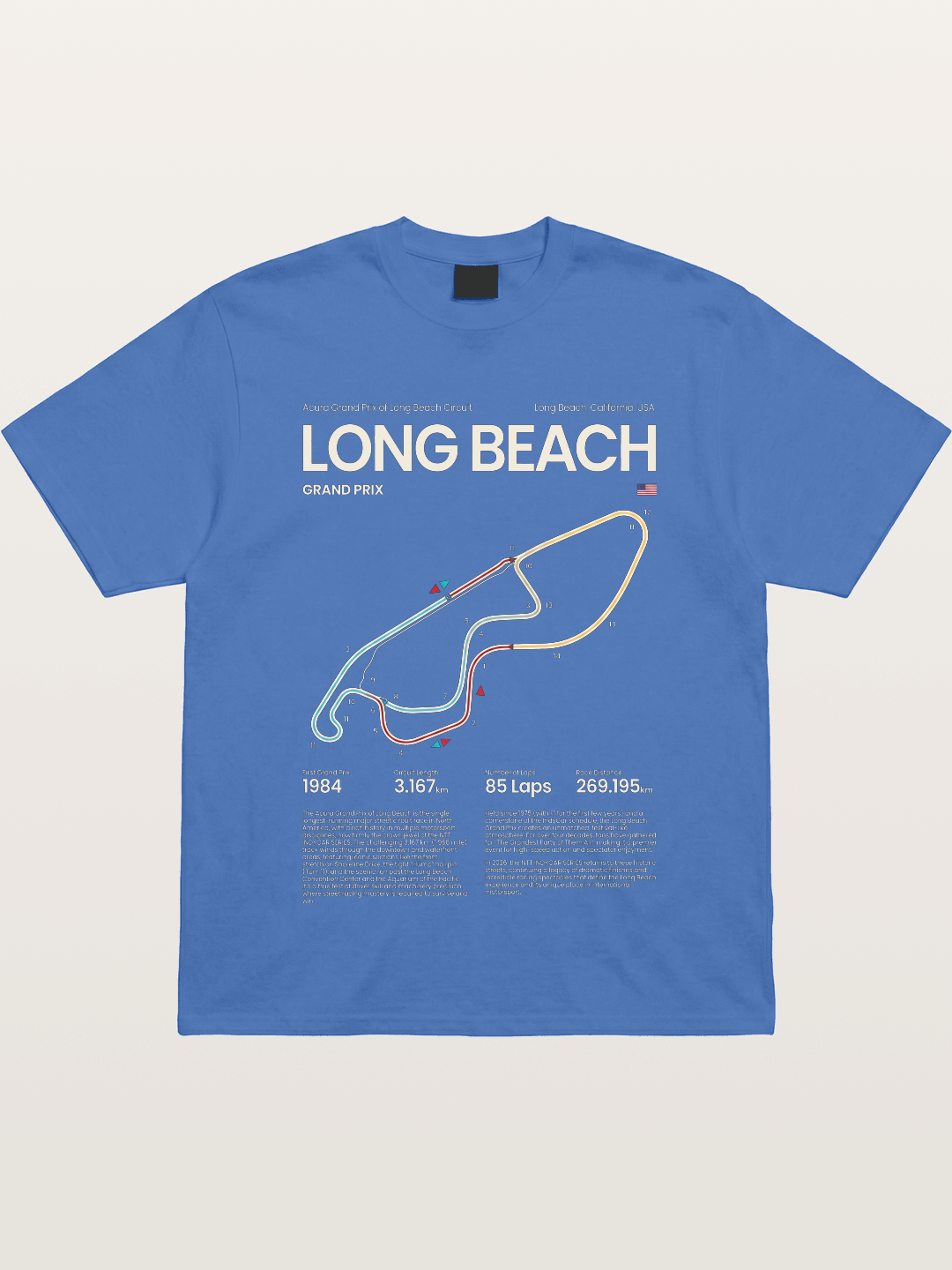 Long Beach GP Circuit Map Gildan T-shirt
