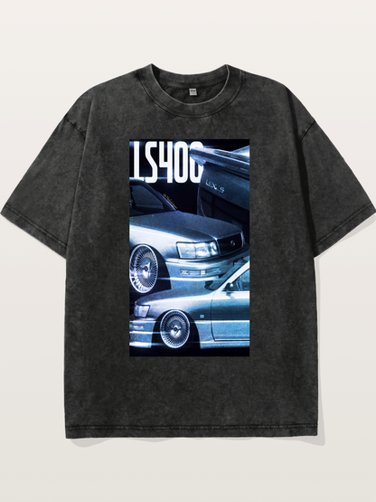 LS400 JDM Double Car Print Washed T-shirt