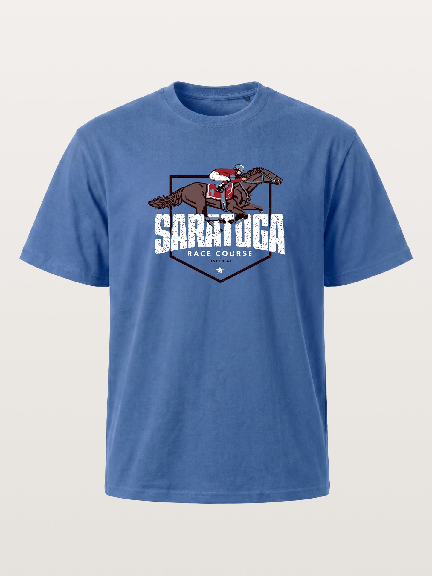 Saratoga Jockey And Horse Illustration Gildan T-shirt