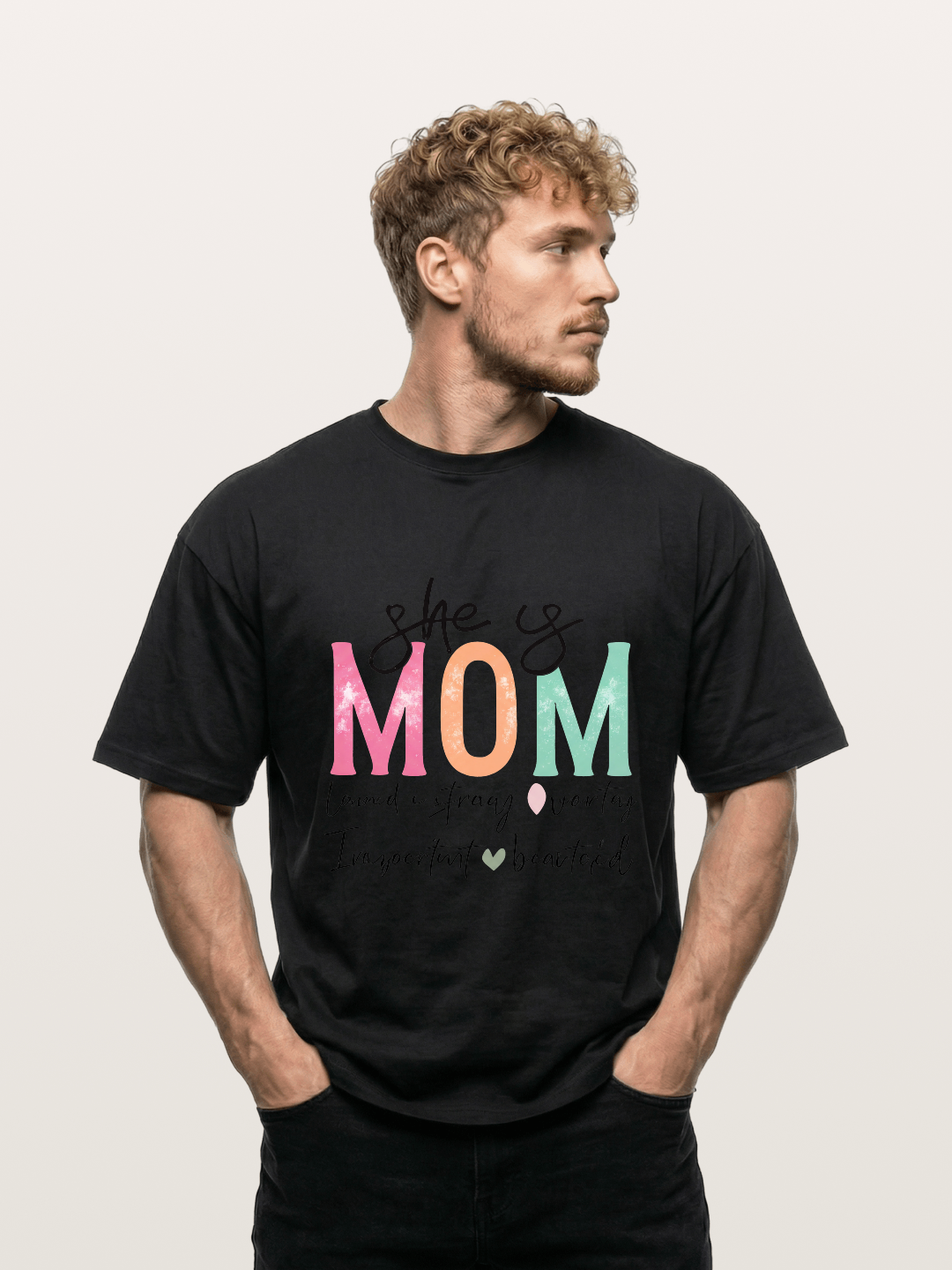 She is Mom Boho Pastel Print Gildan T-shirt