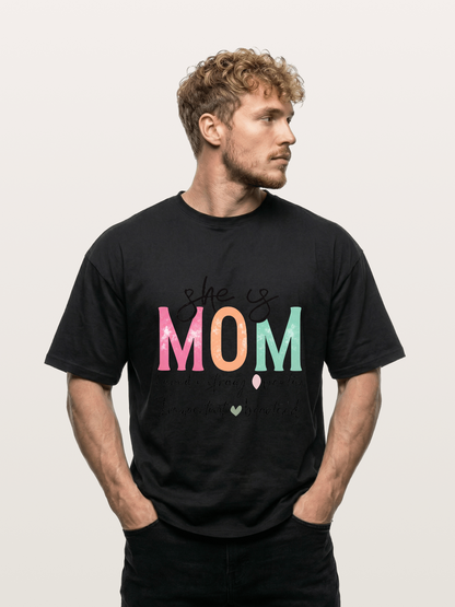 She is Mom Boho Pastel Print Gildan T-shirt