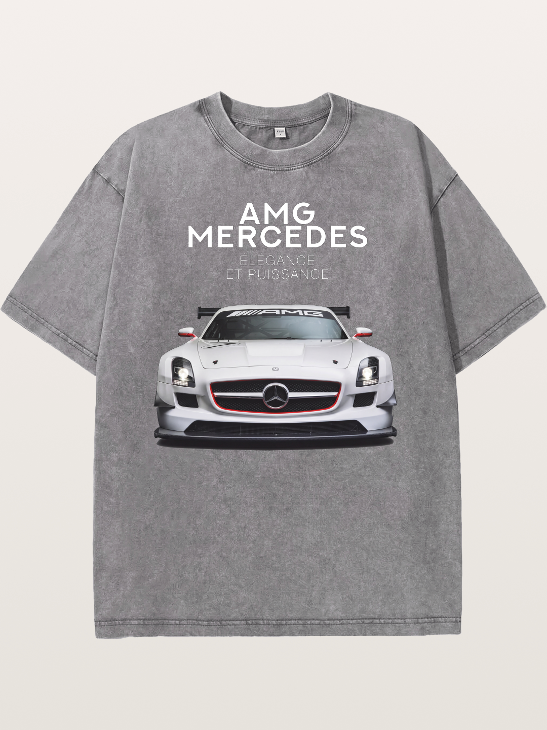 Mercedes AMG SLS White Race Car Washed T-shirt