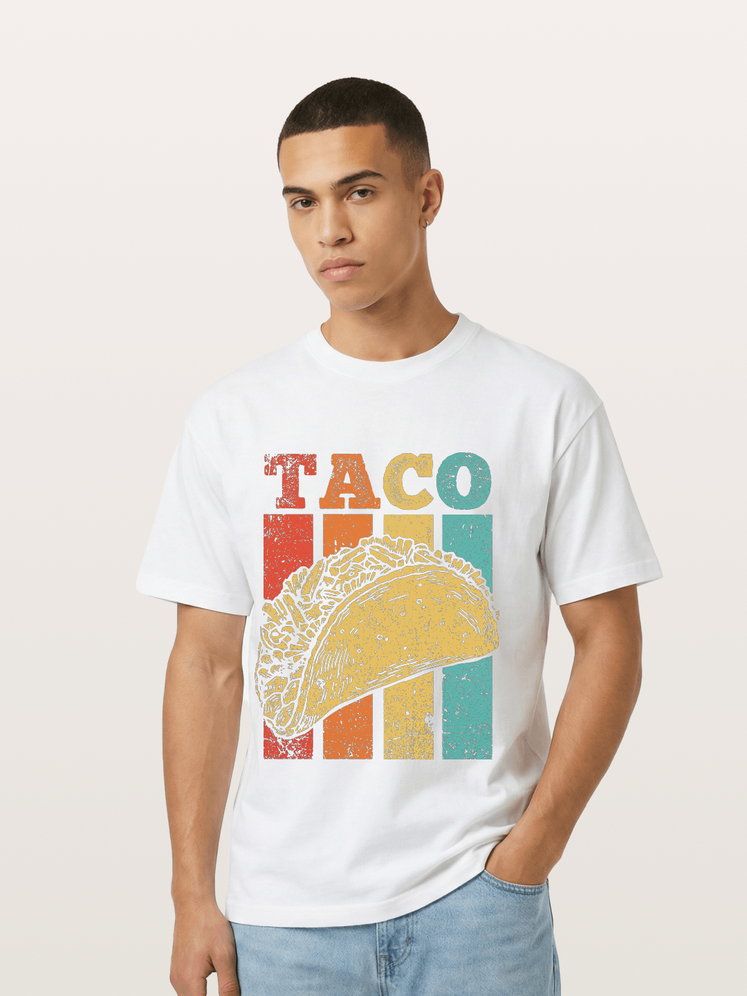 Vintage Taco Retro Stripes Food Gildan T-shirt