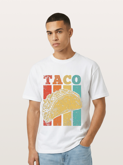 Vintage Taco Retro Stripes Food Gildan T-shirt