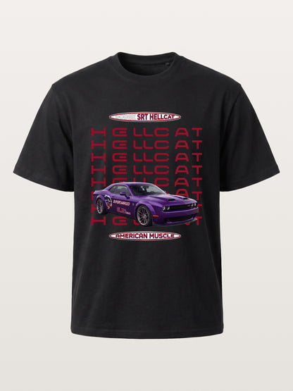 Purple Hellcat Repeat Font Card Cotton T-shirt