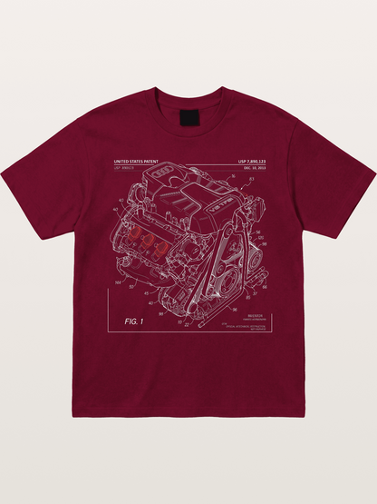 V6 TFSI Audi Powertrain Patent Drawing Gildan T-shirt
