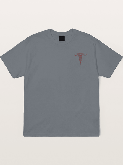 Tesla Word Cloud Heart Print Cotton T-shirt