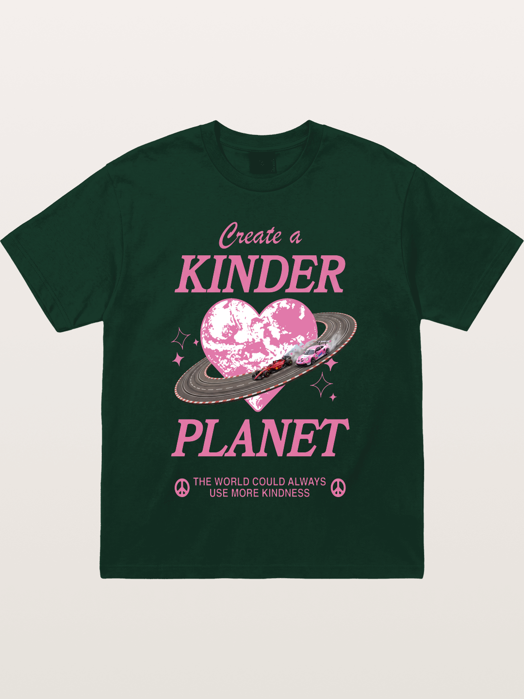 Pink Heart Earth Race Gildan T-shirt