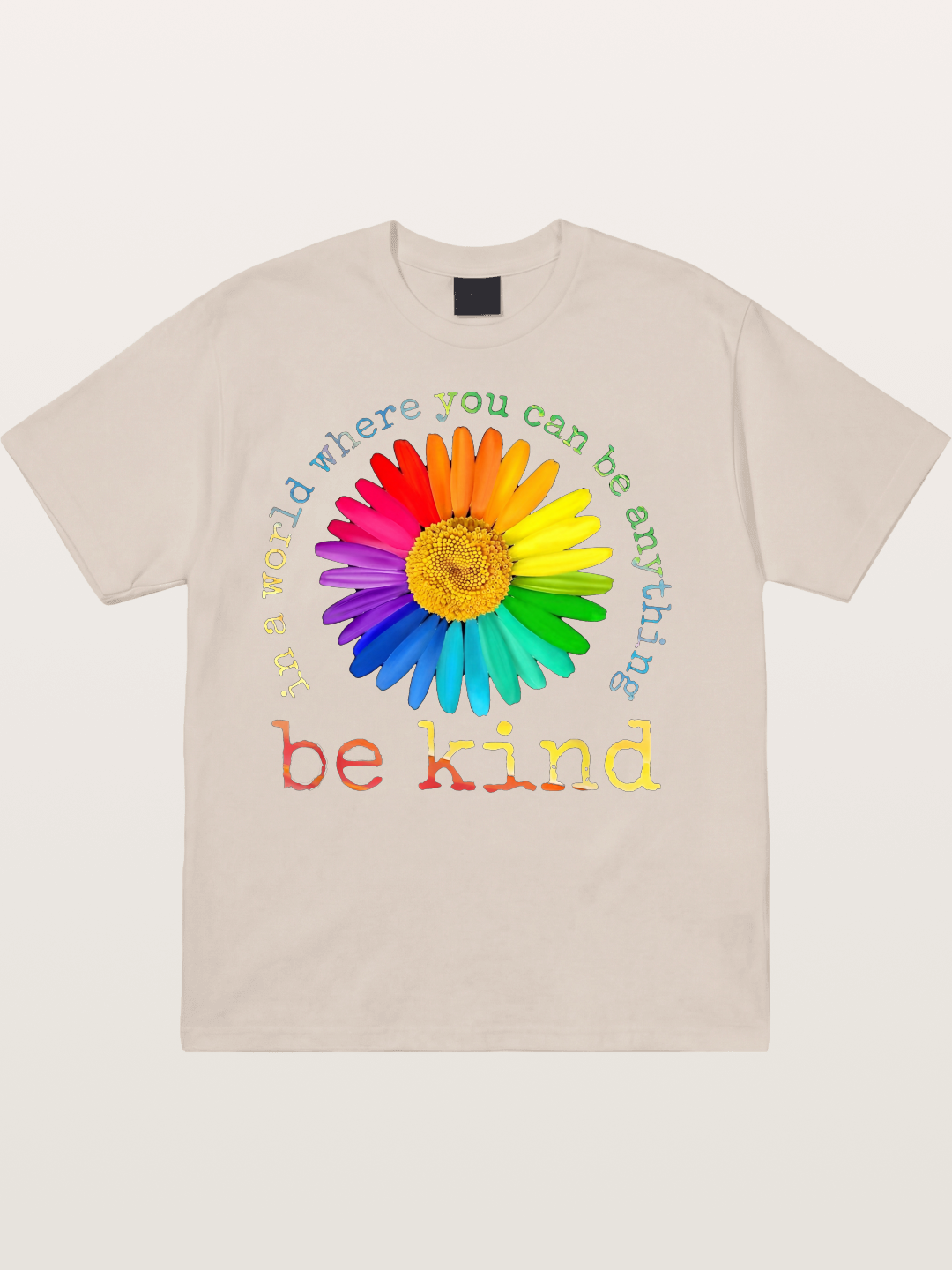 Rainbow Daisy Be Kind Quote Design Cotton T-shirt