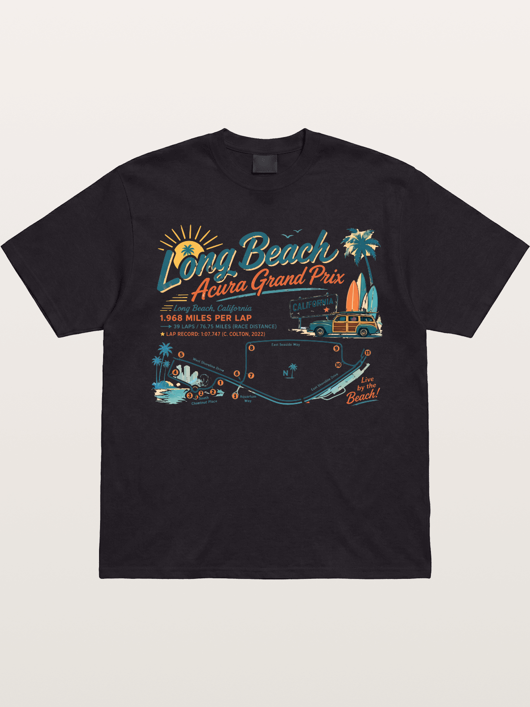 California Long Beach Race Poster Gildan T-shirt