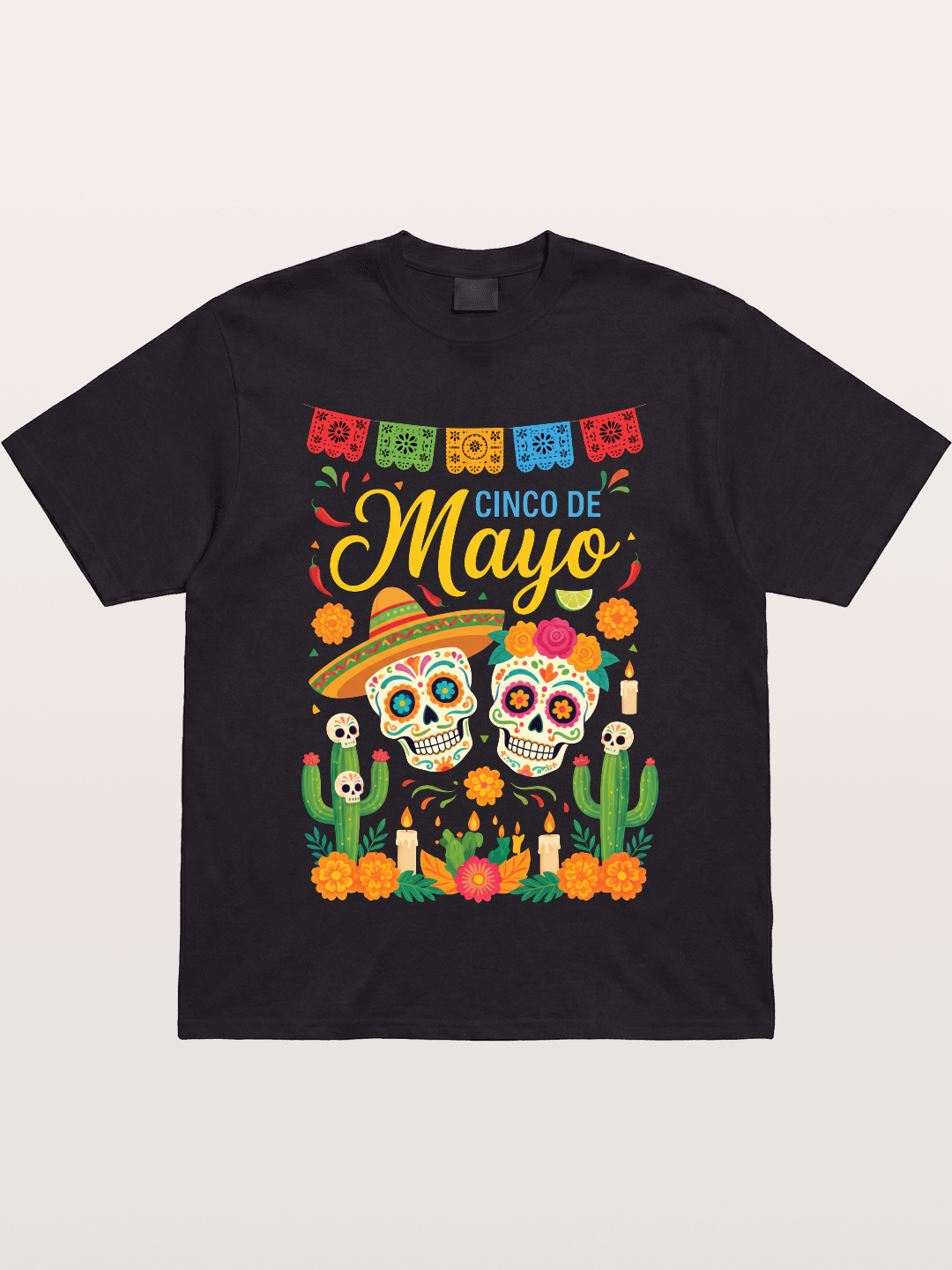 Cinco de Mayo Sugar Skull Fiesta Gildan T-shirt