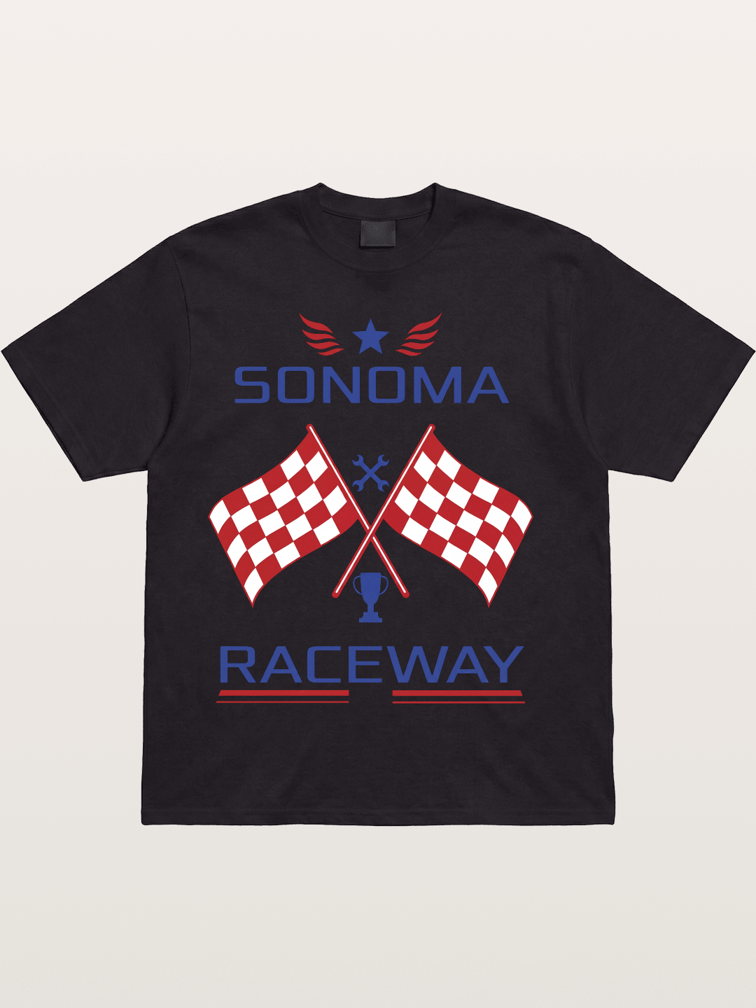 Sonoma Raceway Checkered Flag Crest Cotton T-shirt