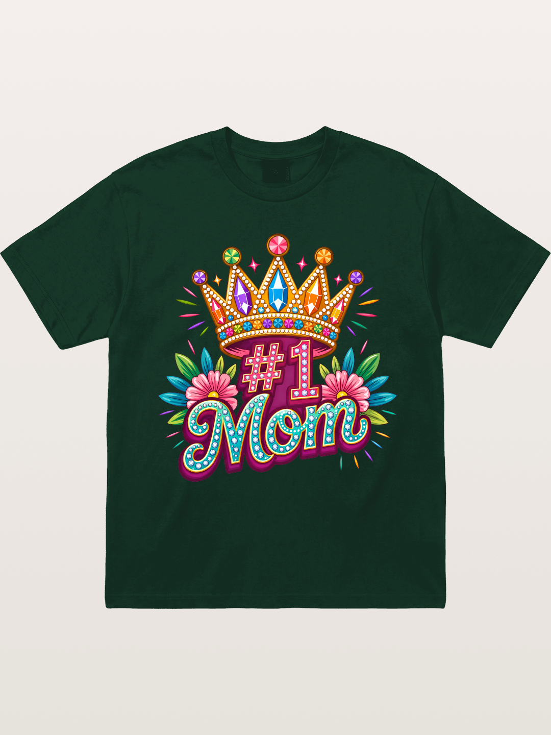 #1 Mom Crown Floral Graphic Gildan T-shirt