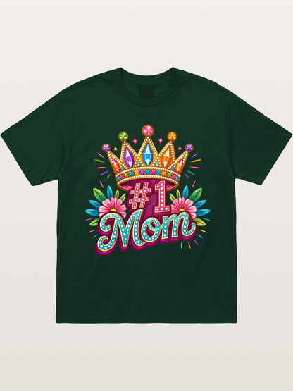 #1 Mom Crown Floral Graphic Gildan T-shirt