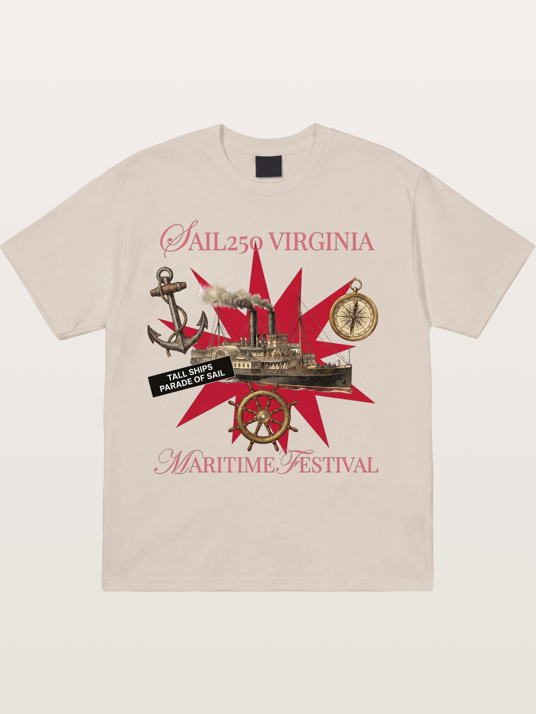 Red Star Tall Ship Festival Art Cotton T-shirt