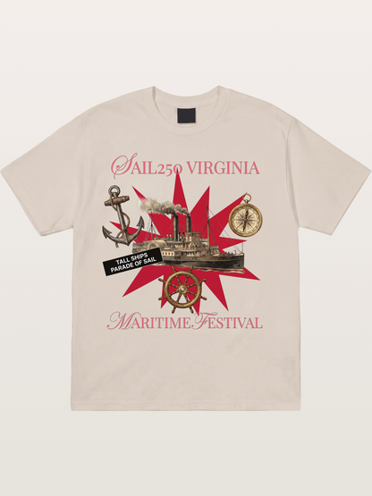 Red Star Tall Ship Festival Art Cotton T-shirt