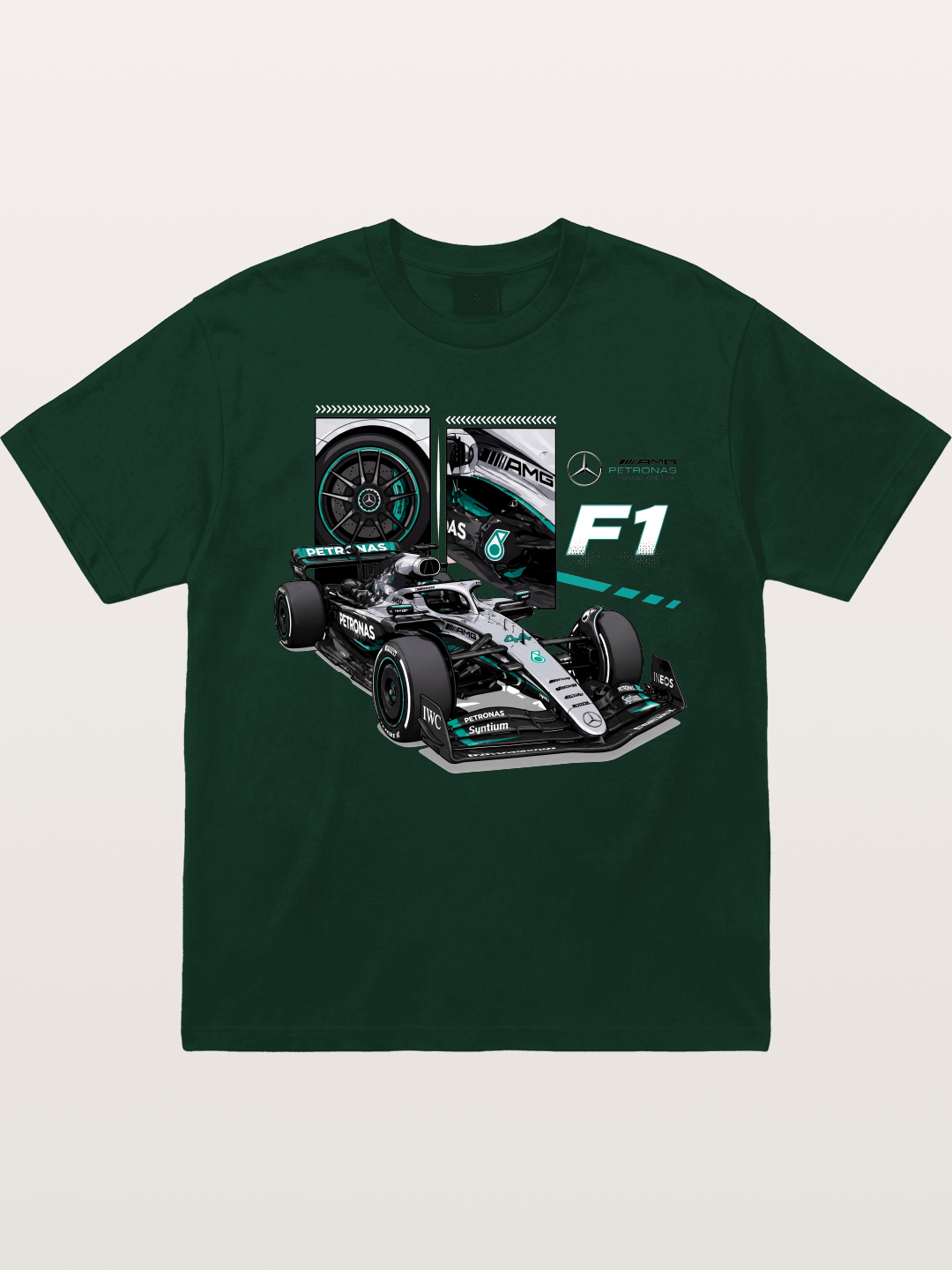 Mercedes Petronas F1 Collage Art Gildan T-shirt