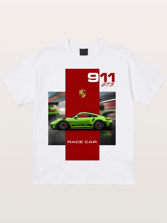 Porsche 911 GT3 Green Race Car Cotton T-shirt
