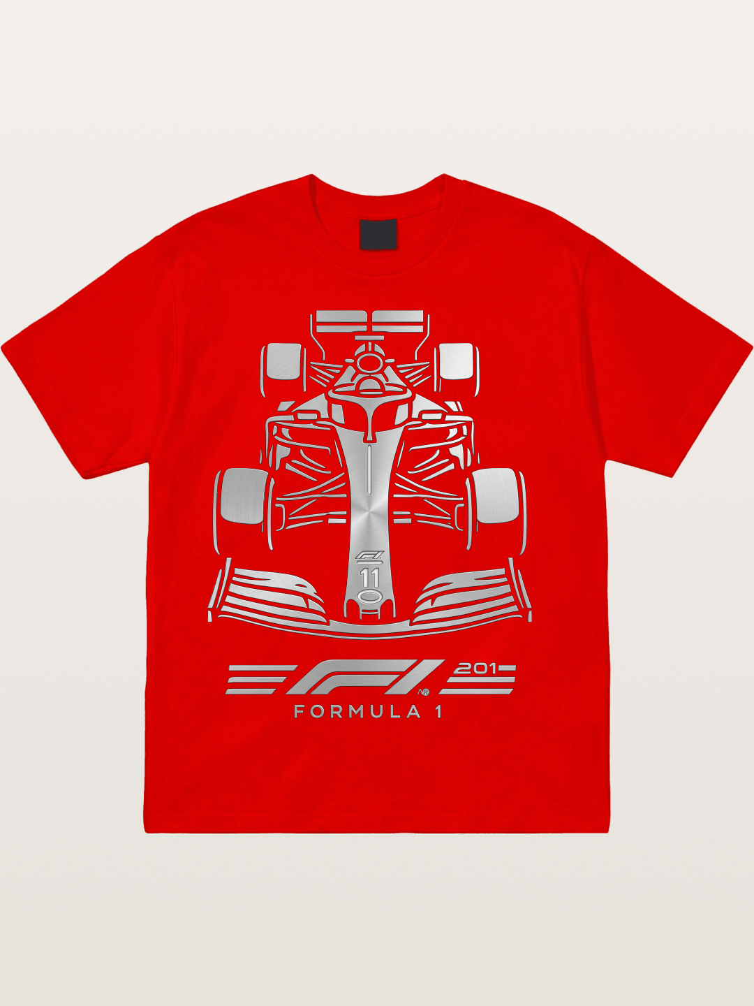 Silver F1 Car Line Art Print Cotton T-shirt