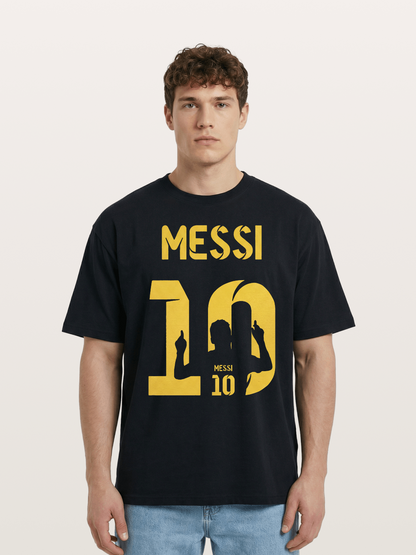 Messi No.10 Gold Silhouette Cotton T-shirt